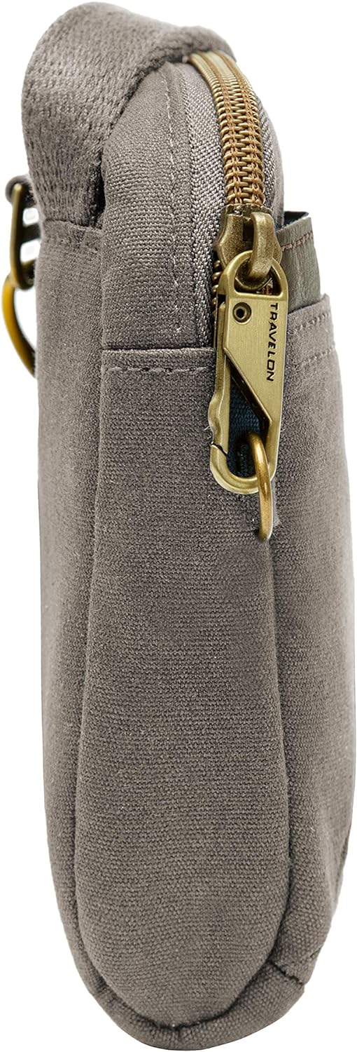 Travelon Unisex Anti-theft Courier Mini Crossbody Umhängetasche Einheitsgrösse Grau - Stone Gray, Ei