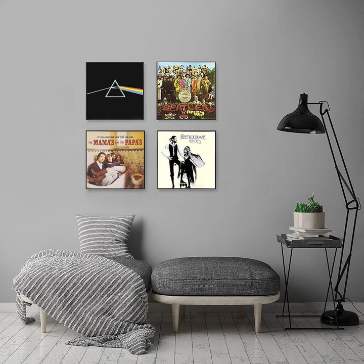 Americanflat 32x32 Schallplatten Rahmen Wand - Vinyl Rahmen mit Poliertem Plexiglas und Schlankem Mi