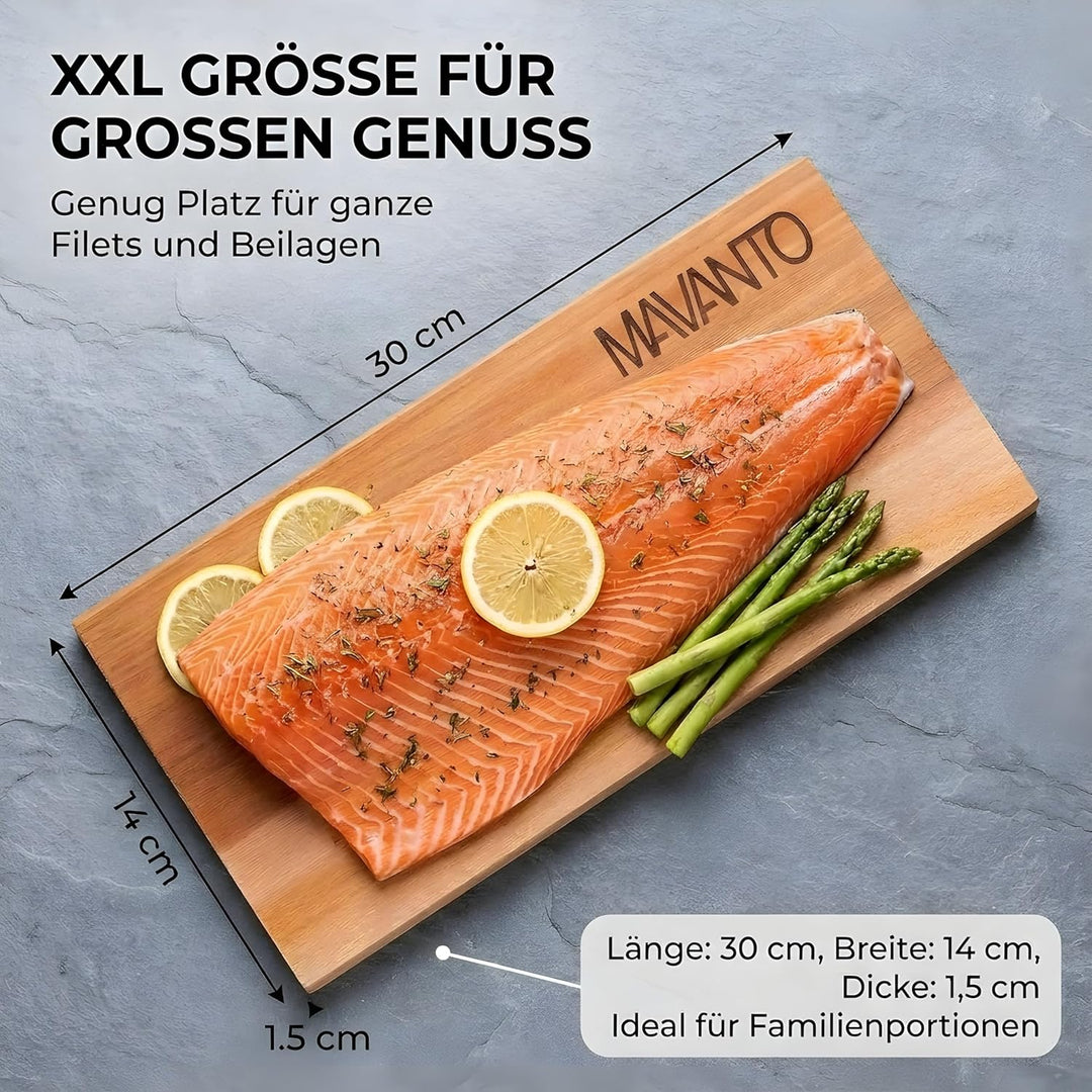 MAVANTO XXL Grillbretter Räucherbretter - Kanadisches Zedernholzbrett zum Grillen - EXTRA DICK (30x1