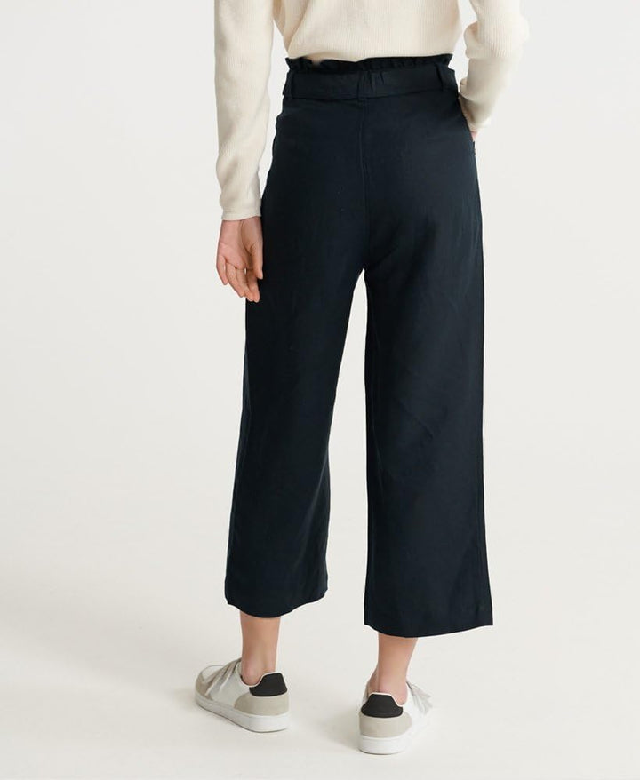 Superdry Damen Eden Linen Trouser Hose, Blau (Atlantic Navy Gkv)