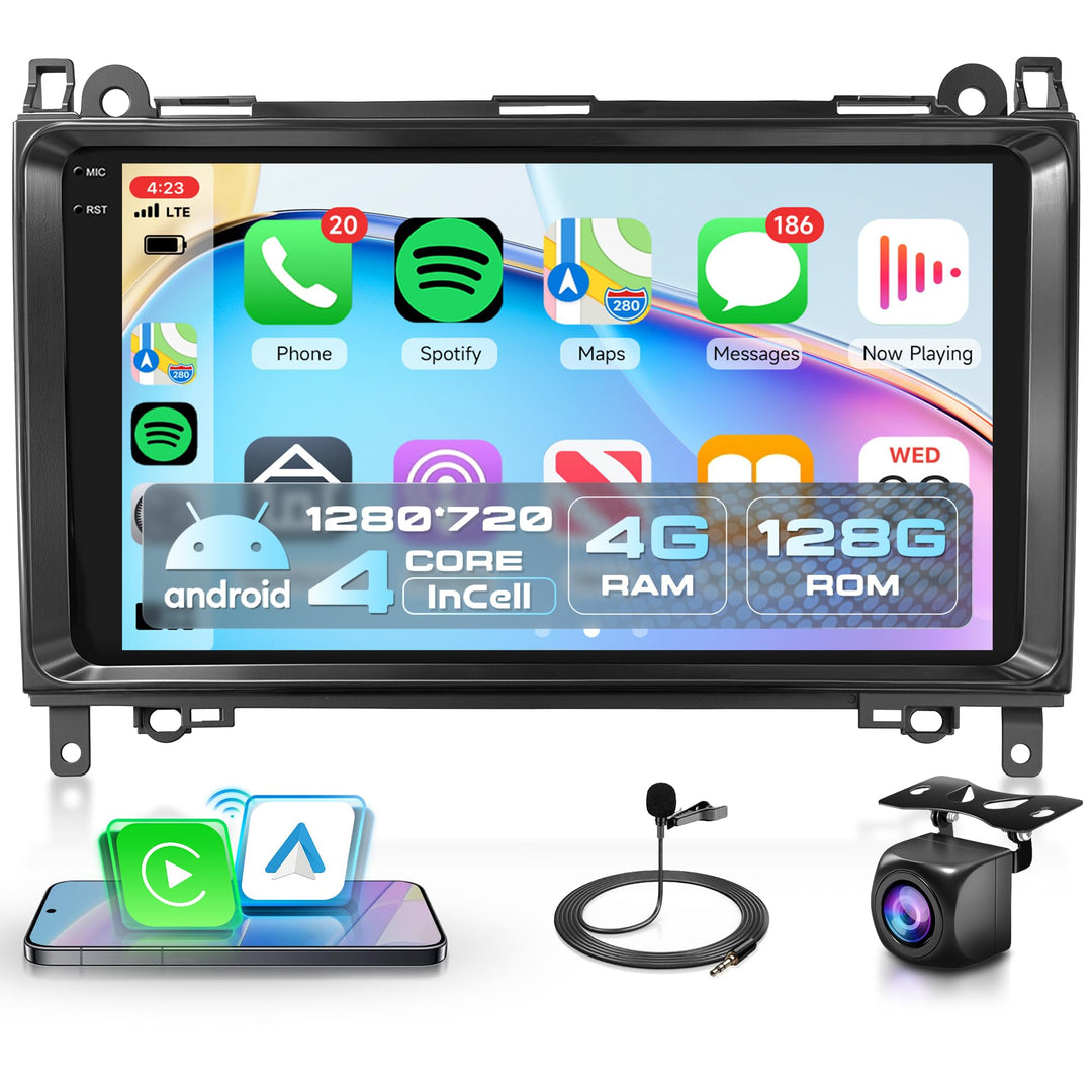 4G+128G Wireless Carplay Android 15 Autoradio für Mercedes Benz A/B Class W169 W245 B200 W639 Vito V