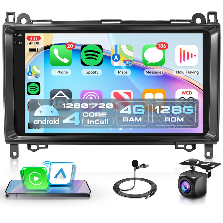 4G+128G Wireless Carplay Android 15 Autoradio für Mercedes Benz A/B Class W169 W245 B200 W639 Vito V