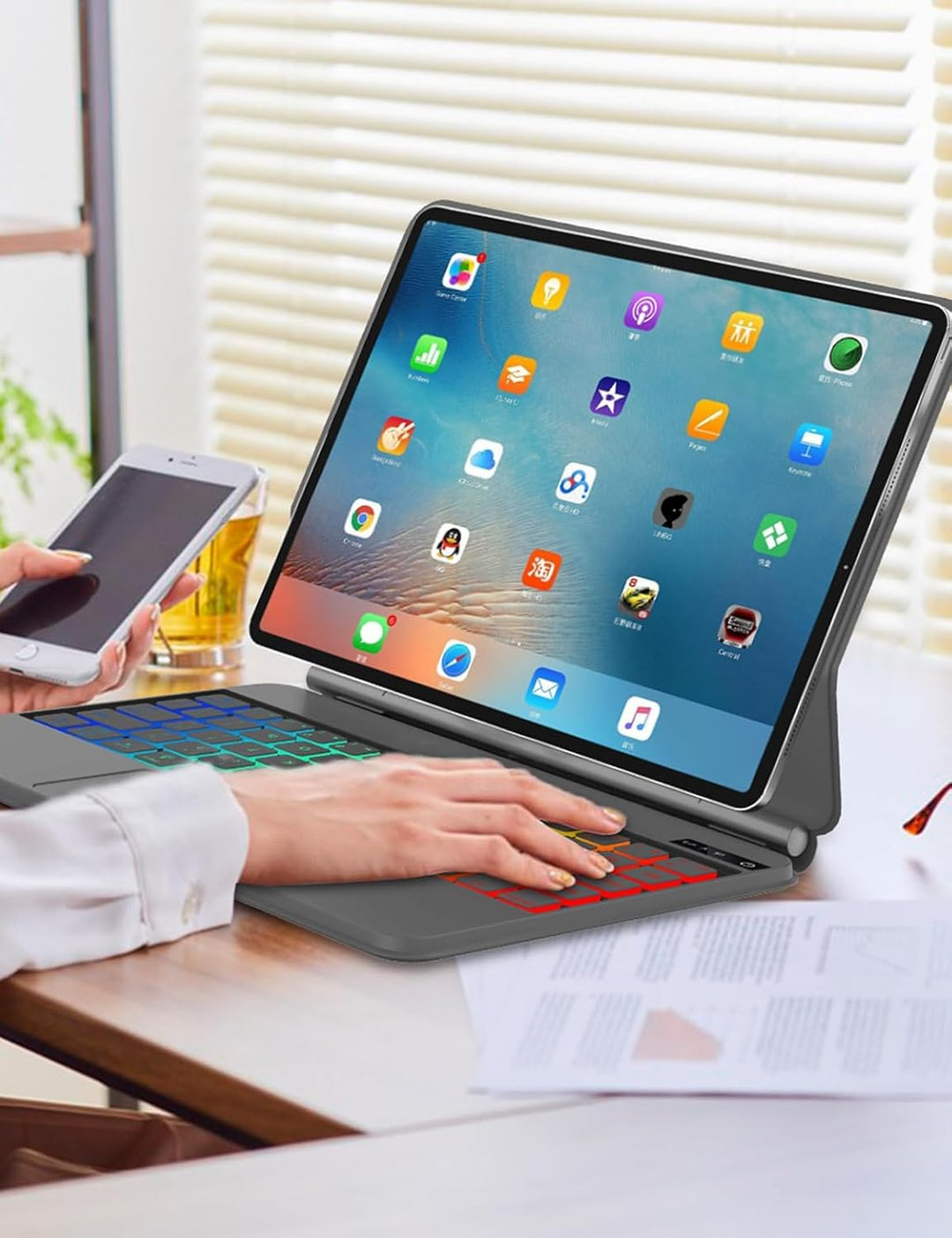 WINCHKING Magic Keyboard für iPad Air 11 Zoll (M4/M3/M2) 2026/2025/2024, Multi-Trackpad Keyboard für