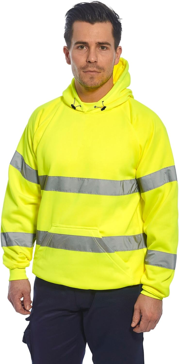 Portwest Warnschutz-Kapuzen-Sweat-Shirt, Grösse: L, Farbe: Gelb, B304YERL L Gelb, L Gelb