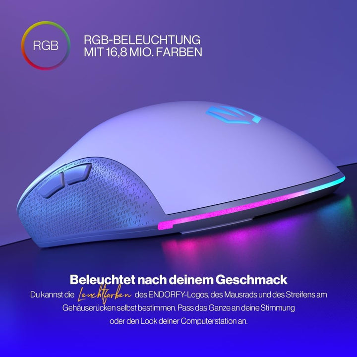 ENDORFY GEM Plus Wireless Onyx White Souris Ambidextre RF Wireless + USB Type-C Optique 26000 DPI Bl
