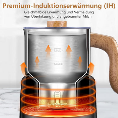 AMZCHEF 8-IN-1 Automatischer Milchaufschäumer 550 Watt，600ml Multifunktionaler Geteilter Milchaufsch