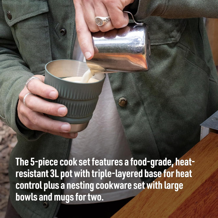 Sea to Summit Detour Stainless Steel One Pot Cook Set 2P 5-teilig - Kochset green-grey