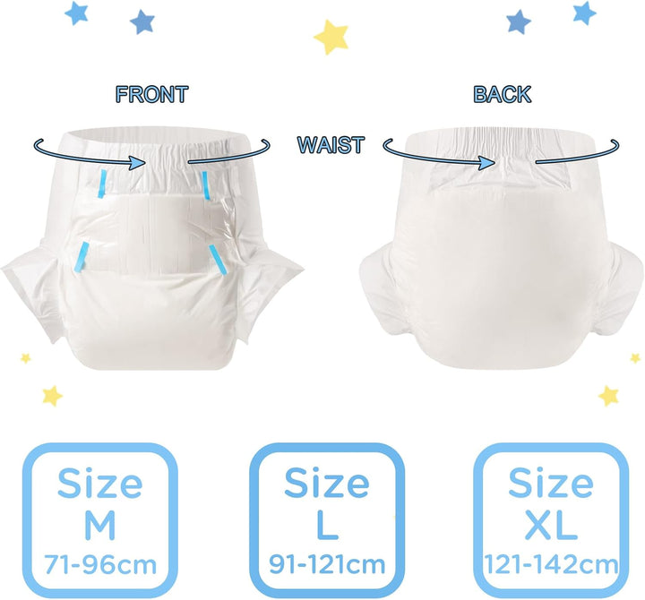 LittleForBig Erwachsenen Windeln 10 Stück - ABDry Weisse Windeln (X-Large 121-142 CM) XL, XL