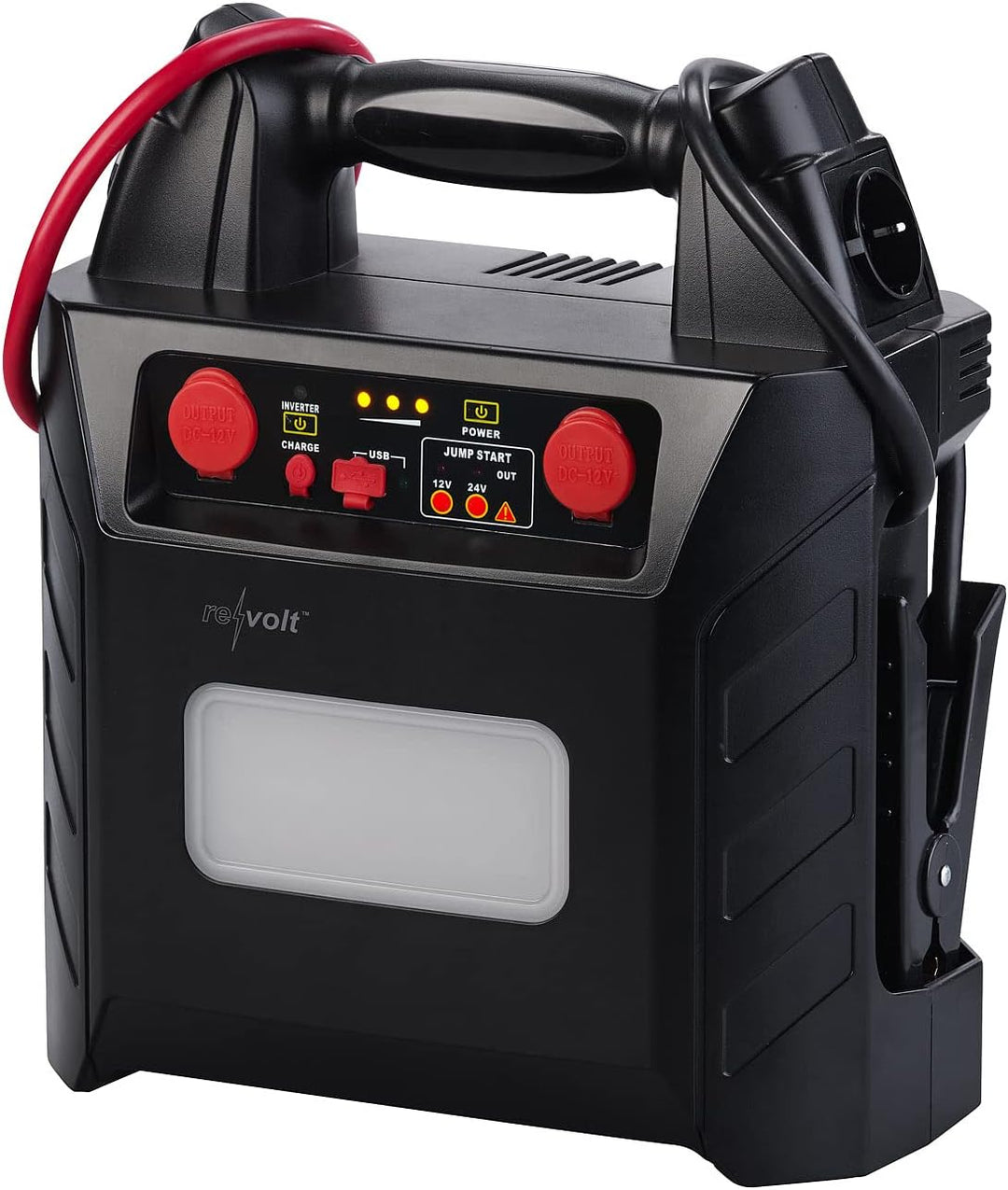 revolt Autostarter: 5in1-Starthilfe für 12/24V & Powerbank, 230 V, 2x12V, USB, 40Ah, 2000A (Kfz Star