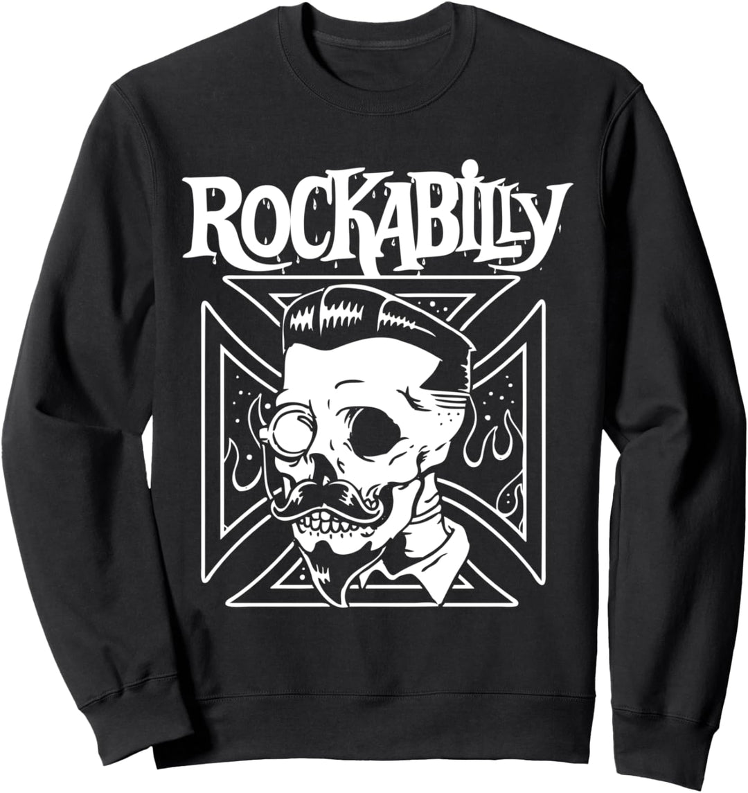 Horrorkunst - Rockabilly Skull Cross - Psychobilly Punk Art Sweatshirt