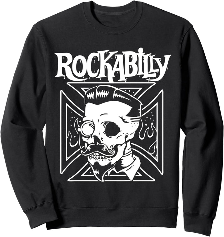 Horrorkunst - Rockabilly Skull Cross - Psychobilly Punk Art Sweatshirt