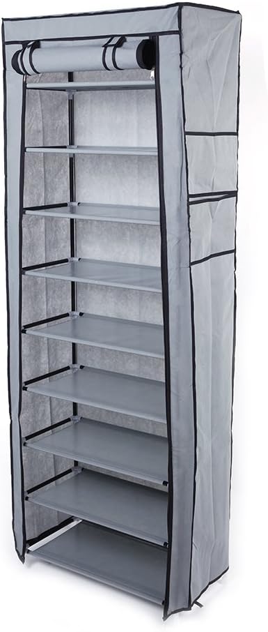 LEADZM Schuhschrank mit 9 Ebenen, Schuhregal Schmal, Schuhaufbewahrung mit Staubdichtem Überzug, Pla