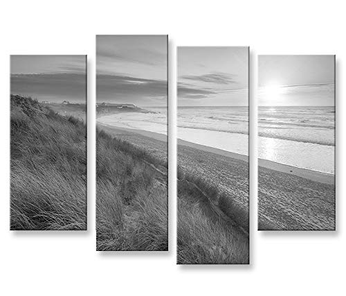 islandburner Bild Bilder auf Leinwand Dünen Schwarz-Weiss Nordseestrand 4er XXL Poster Leinwandbild