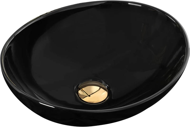 VBChome Badmöbel 60 cm Weiss Aufsatzwaschbecken Schwarz 41x35 cm Aufsatzwaschtisch mit Waschbeckenun