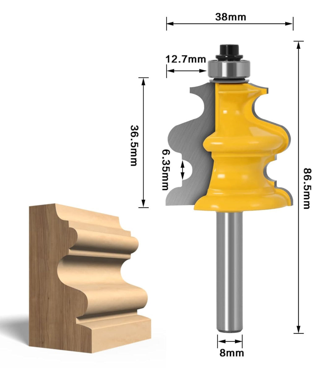 APlus 8 mm Schaft Architectural Moulding Fräser Set, Formfräser für Holzbearbeitung, Fräser für Ober