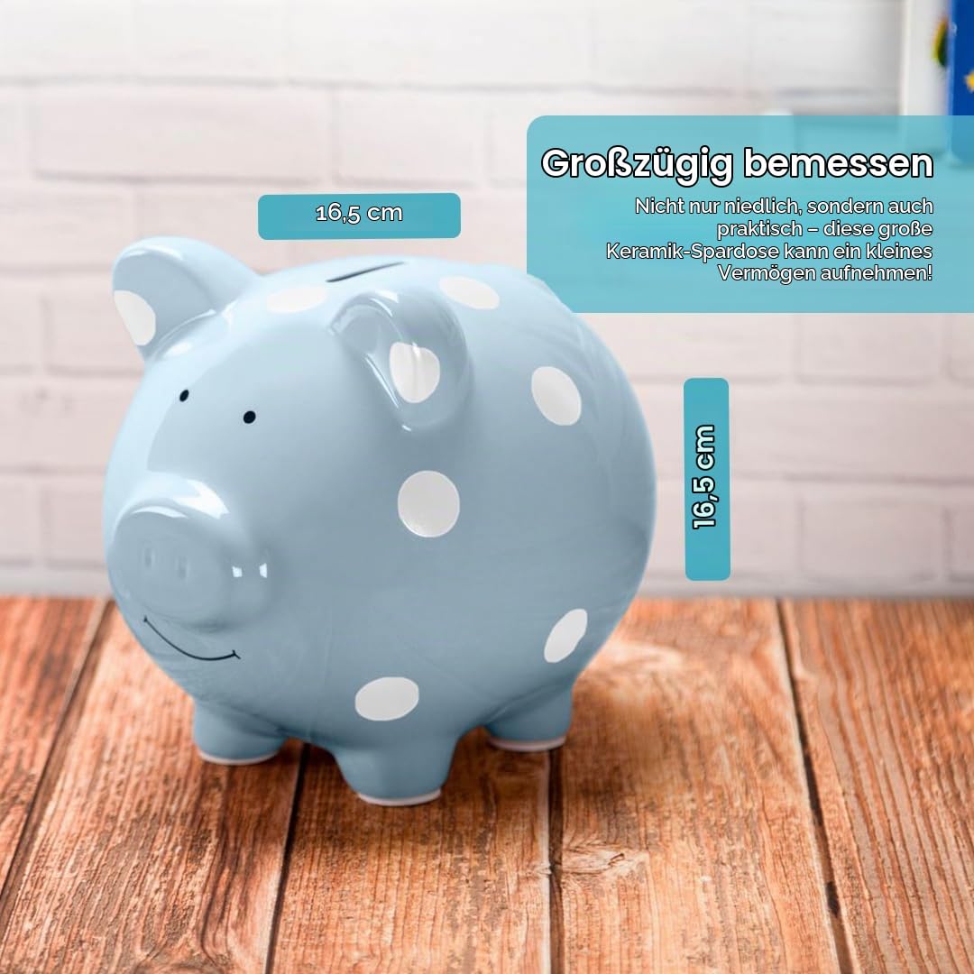 Pearhead 40104 Keramik Sparschwein, blau Blue Piggy Bank, Blue Piggy Bank