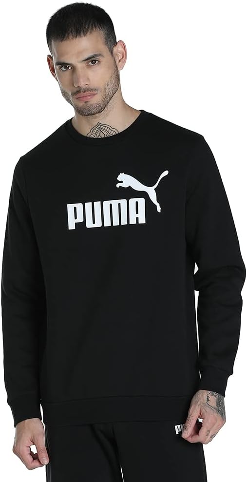 PUMA Herren ESS Big Logo Crew FL Sweatshirt S Puma Schwarz, S Puma Schwarz