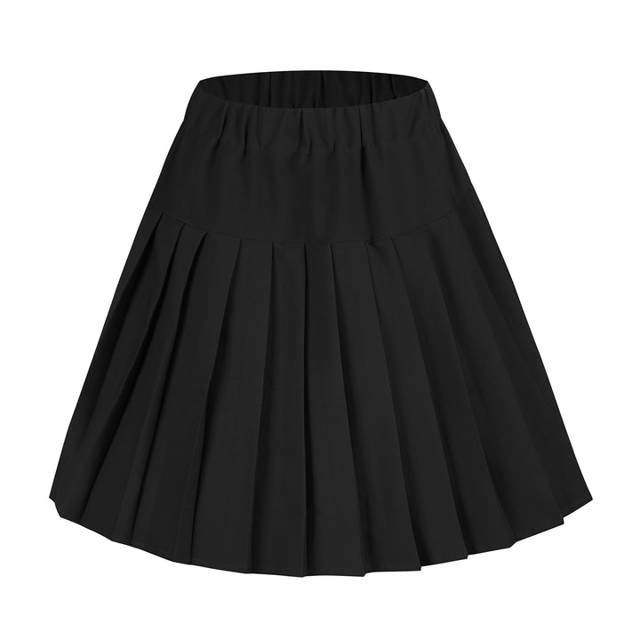 Urbancoco Damen Schulmädchen-Stil Faltenrock Elastische Hohe Taille Minirock L Solid Balck, L Solid