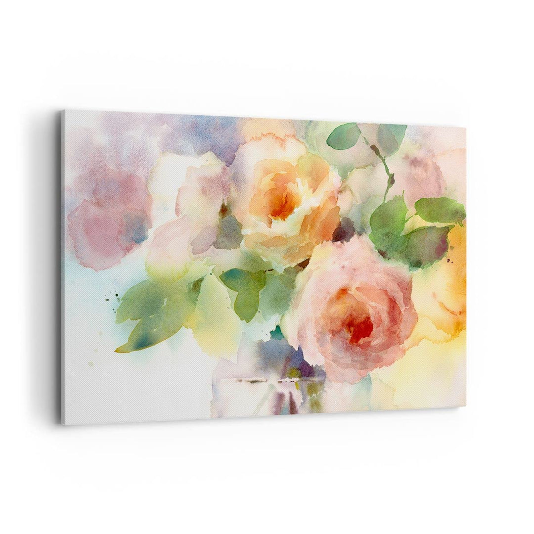 Bilder auf Leinwand 100x70cm Leinwandbild mit Rahmen Rose Blume Garten Gross Wanddeko Bild Schlafzim