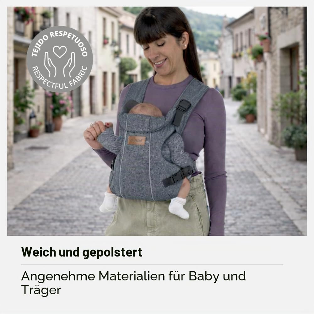 Jané Dual, ergonomische Babytrage, von Geburt bis 15 kg, 3 Positionen, atmungsaktiv und gepolstert,