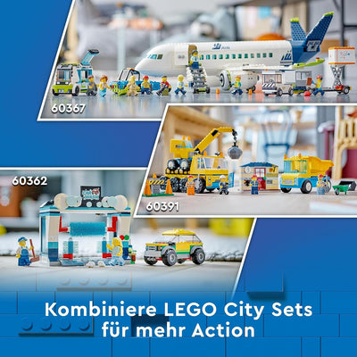 LEGO 60367 City Passagierflugzeug Spielzeug-Set, grosses Flugzeug-Modell mit Fahrzeugen des Flughafe