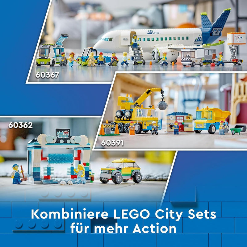 LEGO 60367 City Passagierflugzeug Spielzeug-Set, grosses Flugzeug-Modell mit Fahrzeugen des Flughafe