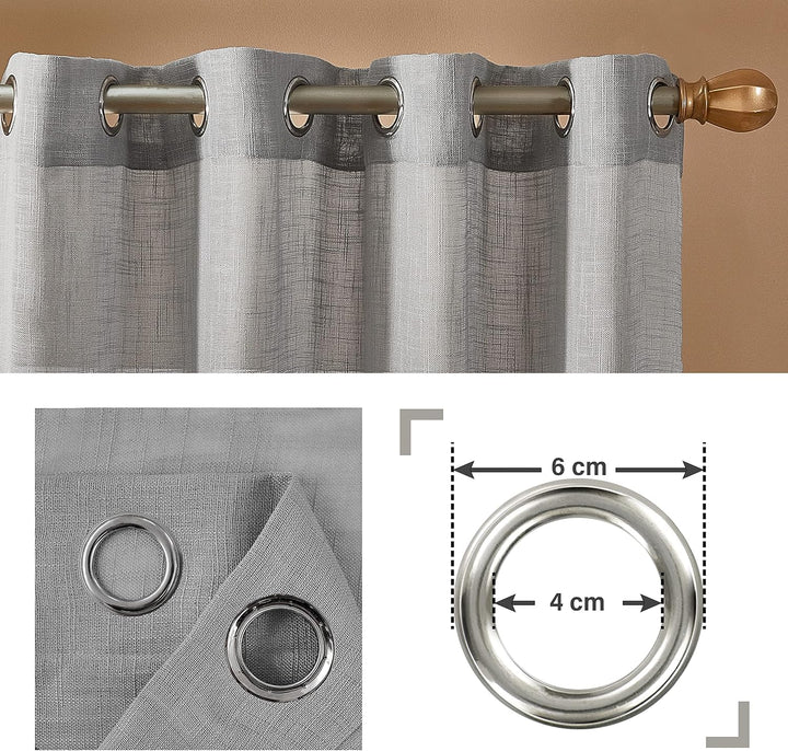 Topfinel 2 Stücke Leinen Gardinen mit Ösen Voile Vorhang Halbtransparent Gardinen Wohnzimmer Modern