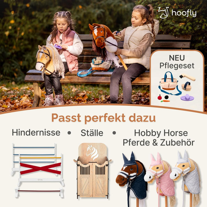 Hobby Horse Set – Grosses Steckenpferd für Kinder mit Decke &amp; Fliegenhaube | Komplettes Hobby Horsin