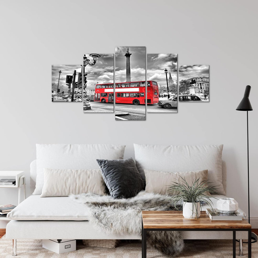 Runa Art Wandbilder London Bus 5 Teilig Bild auf Vlies Leinwand Deko Wohnzimmer Schlafzimmer England