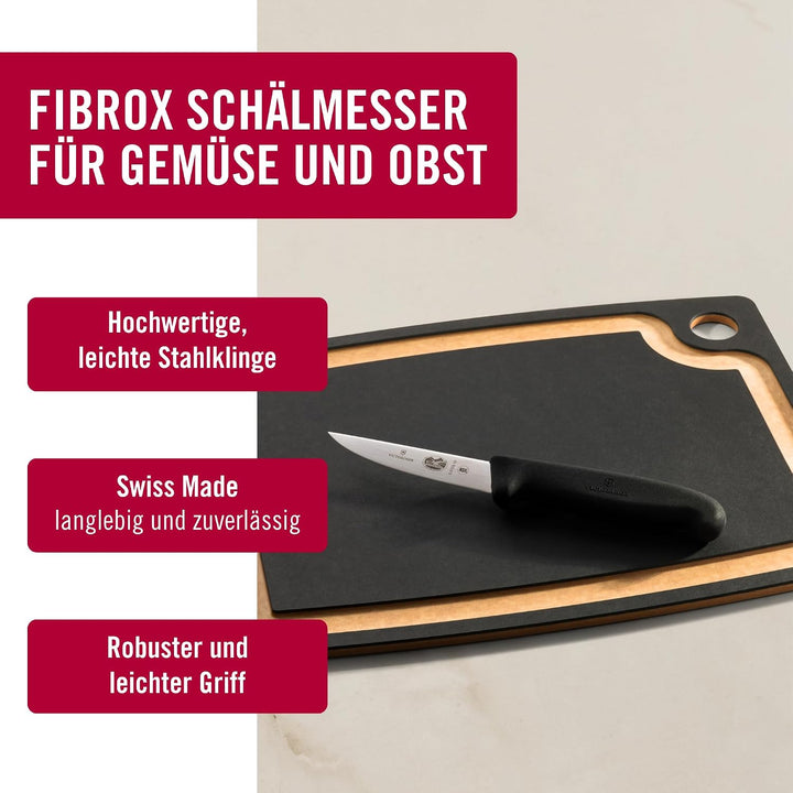 Victorinox Fibrox Schälmesser für Gemüse und Obst, Kleines Ausbeinmesser für Fleisch, 10 cm, Gerade
