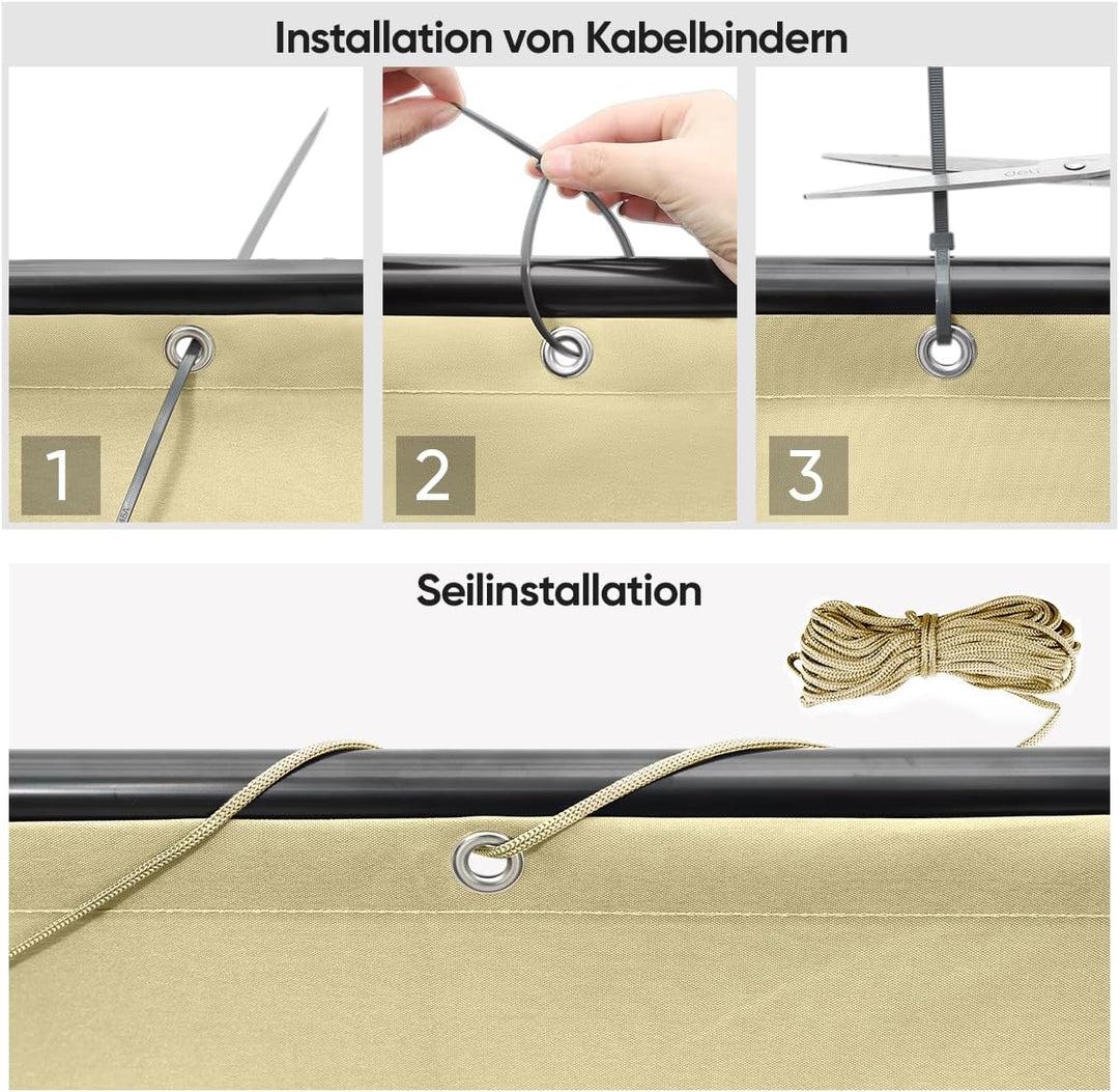 Sekey Balkon Sichtschutz Balkonabdeckung Balkonverkleidung blickdichte Wind- und UV-Schutz, 100% Pri