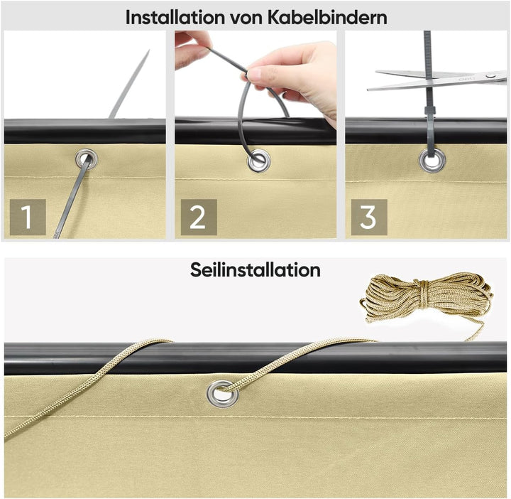 Sekey Balkon Sichtschutz Balkonabdeckung Balkonverkleidung blickdichte Wind- und UV-Schutz, 100% Pri