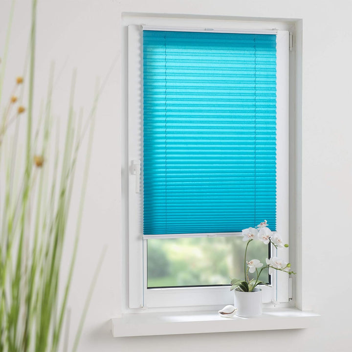 Liedeco® Plissee verspannt mit Klemmträger / 60 x 150 cm Blue Lagoon (blau) (Breite x Höhe) / lichtd
