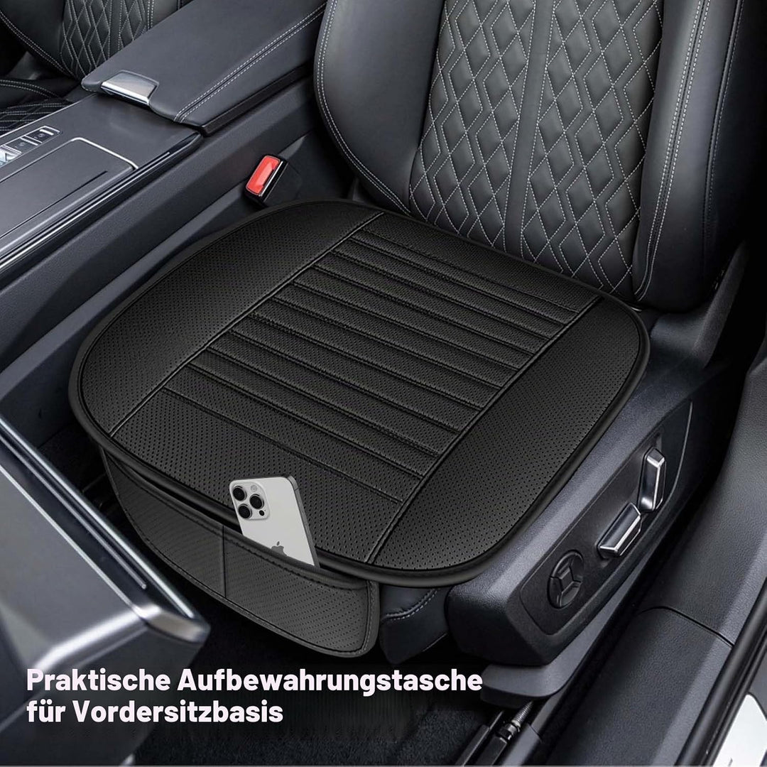 Naapesi 2 Stück Sitzkissen Auto 49x47cm, Atmungsaktiv Auto Sitzauflagen aus Leder &amp; Baumwolle, Autos