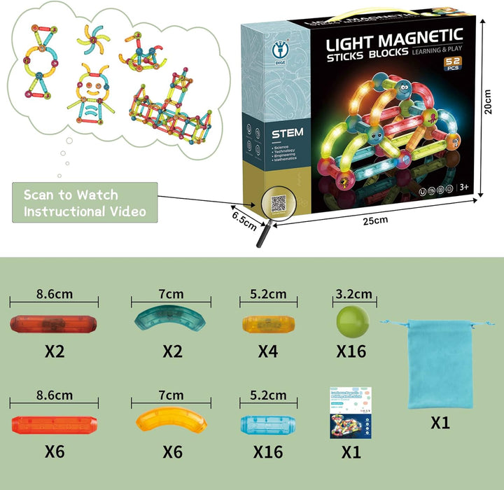 Jvchengxi Magnetische Bausteine Magnet Spielzeug Set, MINT Montessori Konstruktion Pädagogisches 3D
