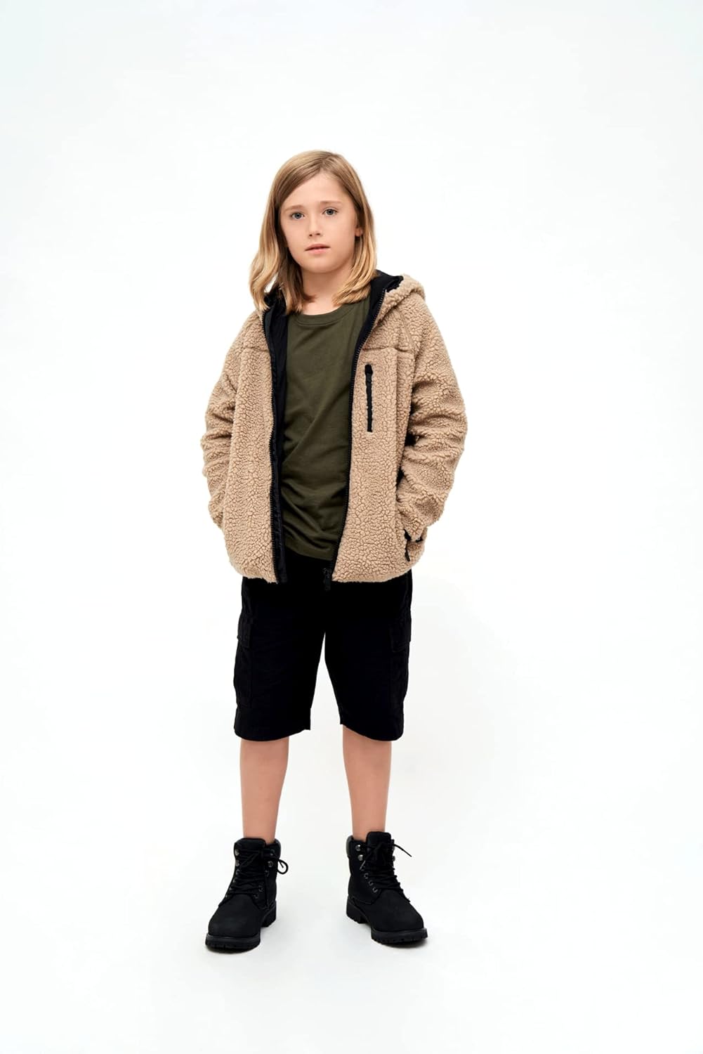 Brandit Kids Teddyfleecejacket Hood, Viele (Tarn-) Farben, Grössen 122 bis 176 122-128 Camel, 122-12