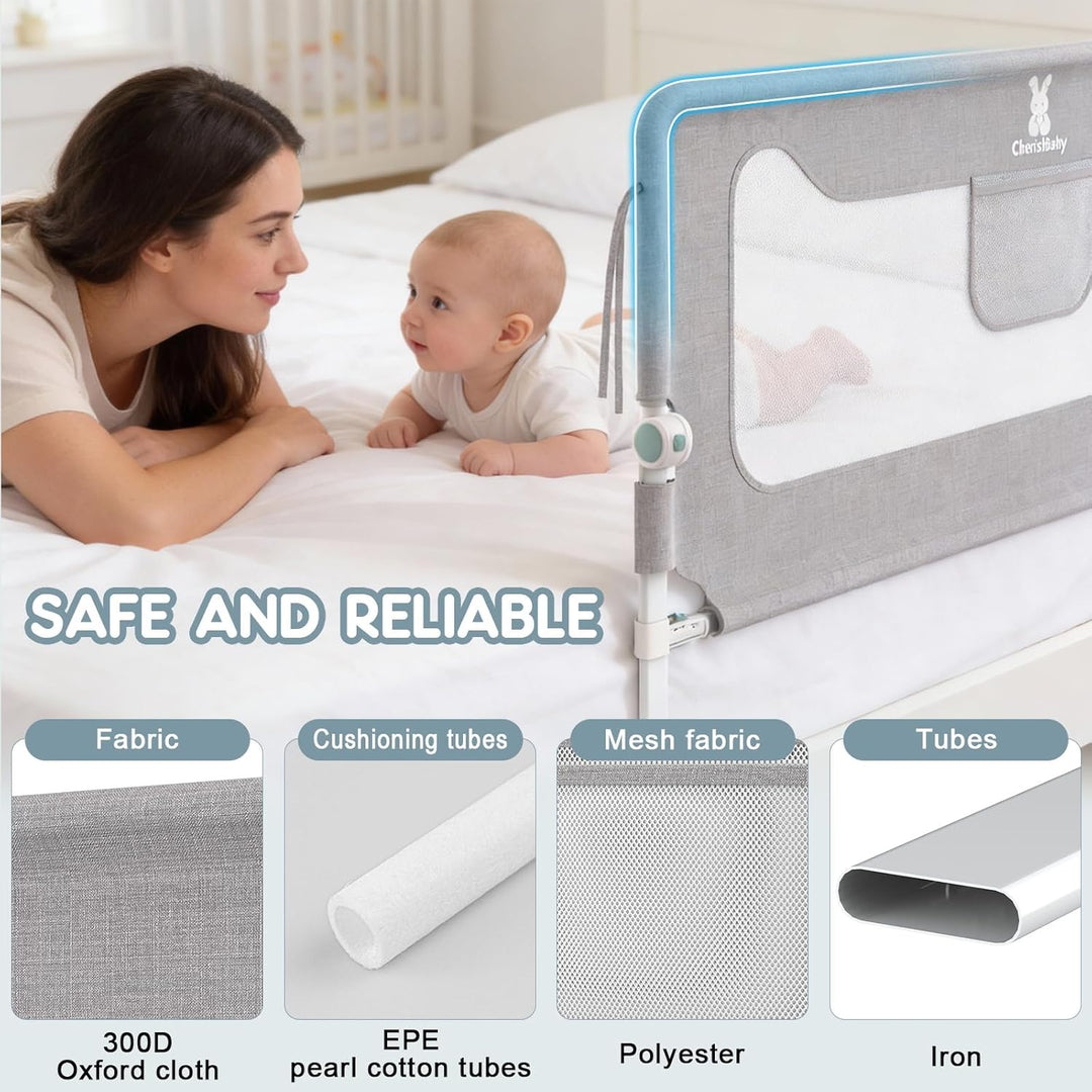 Verdego Rausfallschutz Bett 200 cm, Rausfallschutz Boxspringbett Klappbar, 300D Oxford Stoff, Luftig