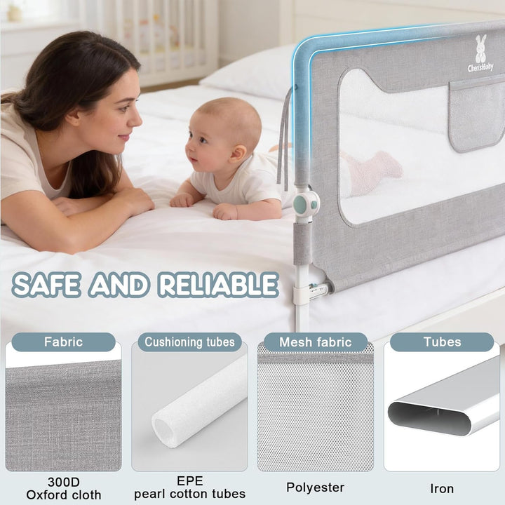 Verdego Rausfallschutz Bett 200 cm, Rausfallschutz Boxspringbett Klappbar, 300D Oxford Stoff, Luftig