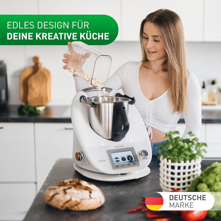 FLIPLINE Gleitbrett für Thermomix TM6 / TM5 Weiss [AirSlide] aus Mineral-Acrylstein (TEFLON-Füsse) E