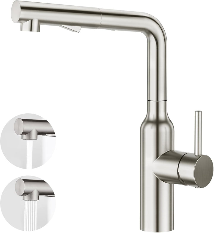 CREA Küchenarmatur ausziehbar, Einhebelmischer Armatur Wasserhahn Küche mit Brause, Spültischarmatur