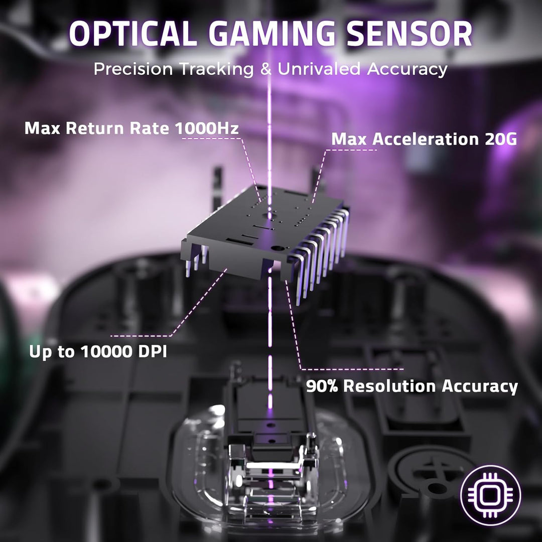 LexonElec HXSJ T700 Ultra-Light Wireless Gaming Mouse, Ergonomischer Formfaktor für Rechtshänder, BT