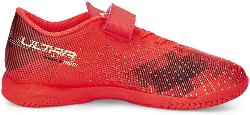PUMA Unisex Kinder Ultra Play It V Jr Fussballschuh 37.5 EU Fiery Coral Fizzy Light Puma Black, 37.5