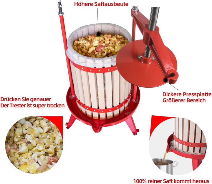 SQUEEZE master 18L Frucht Apfelwein Presse mit T-Griff, Traditioneller Natürlicher Safthersteller, A