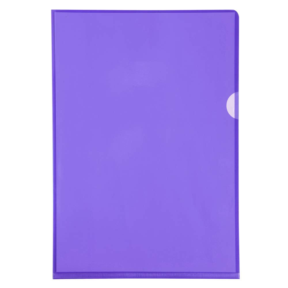 Exacompta 661205E 100er Pack PVC-Kunststoff Aktenhüllen. Für DIN A4 transparent glasklar violett obe
