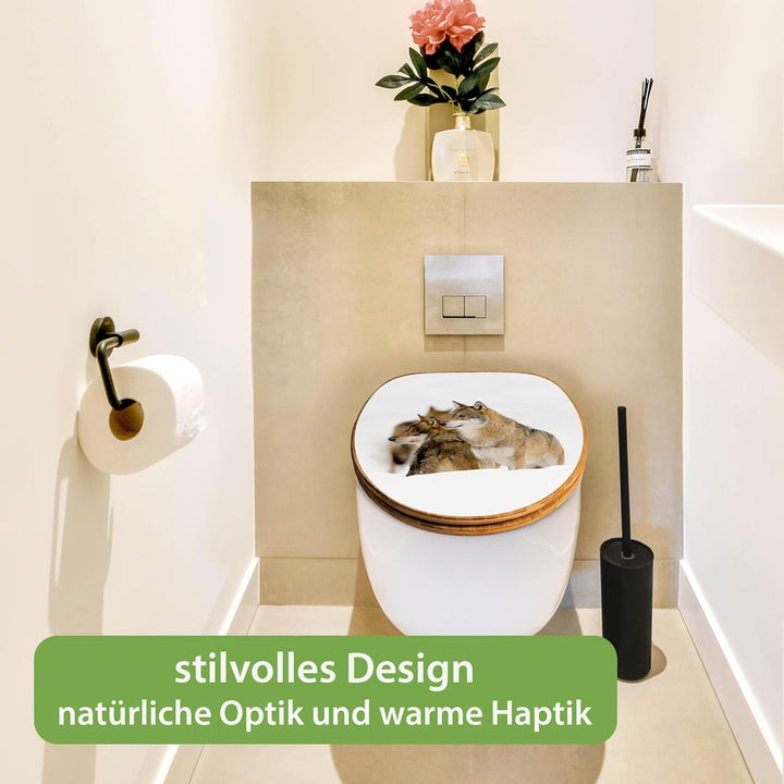 banjado Design WC Sitz Bambus Absenkautomatik 45,8x37,5cm - Toilettendeckel mit Absenkautomatik Holz