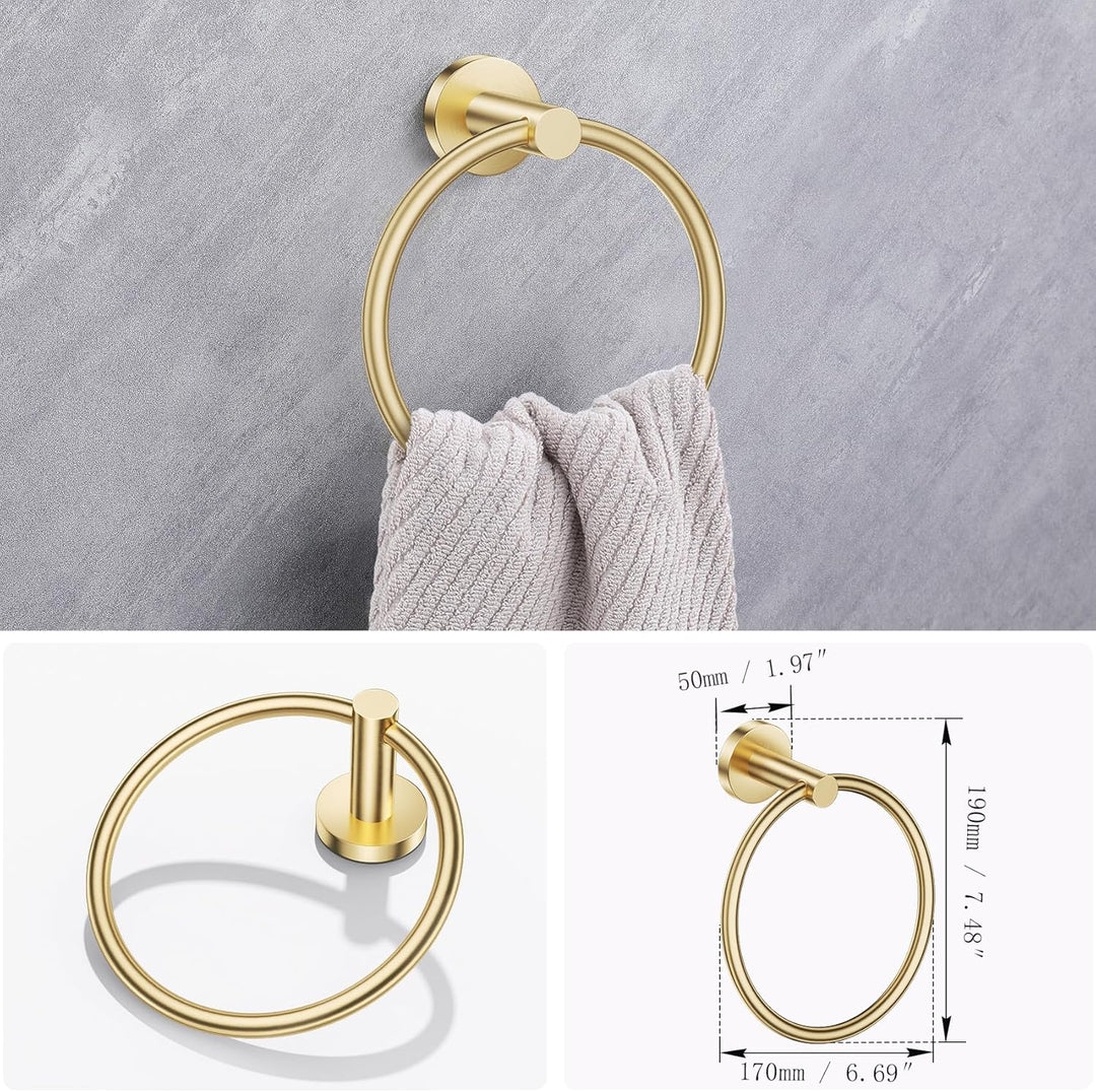 Badezimmer-Hardware-Set, goldfarbener Edelstahl, 4-teilig, inklusive Handtuchstangen, Papierhandtuch