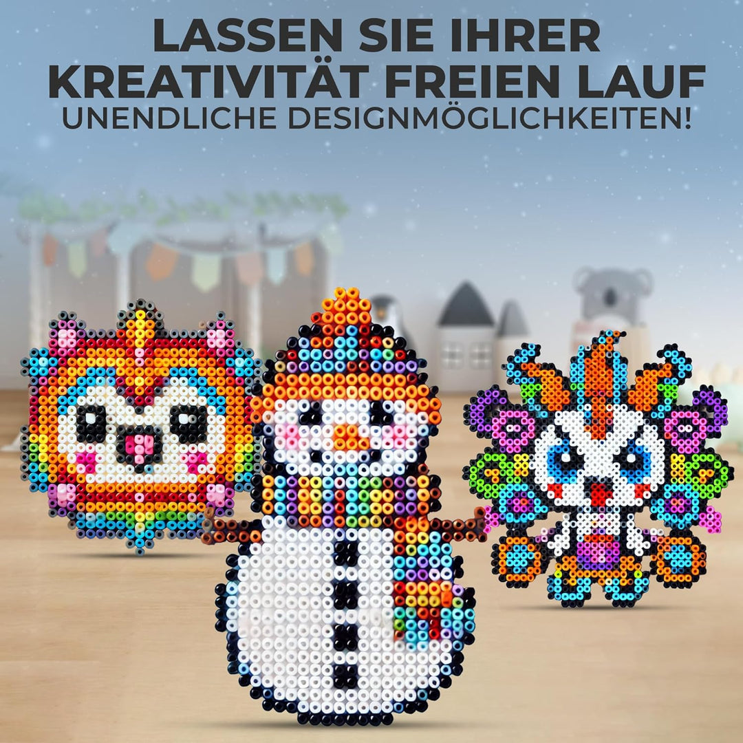 DEUPO24 Bügelperlen Set 5mm, 36 Farben, 10000 Perlen, Steckperlen mit Platten Bügelperlen Gross, Kin