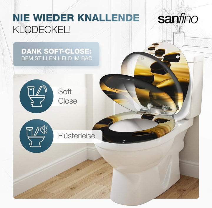 Premium WC Sitz mit Absenkautomatik – hochwertige Toilettendeckel aus Holz, viele bunte Motive, hohe