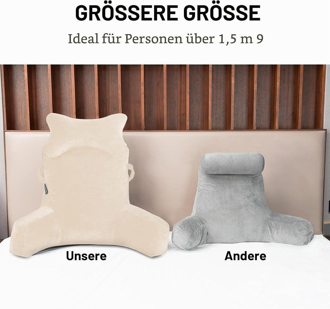 SLIGUY Lesekissen, Extra gross 78,7 cm,Bettruhekissen mit Abnehmbarer Nackenrolle und Armen zum Sitz