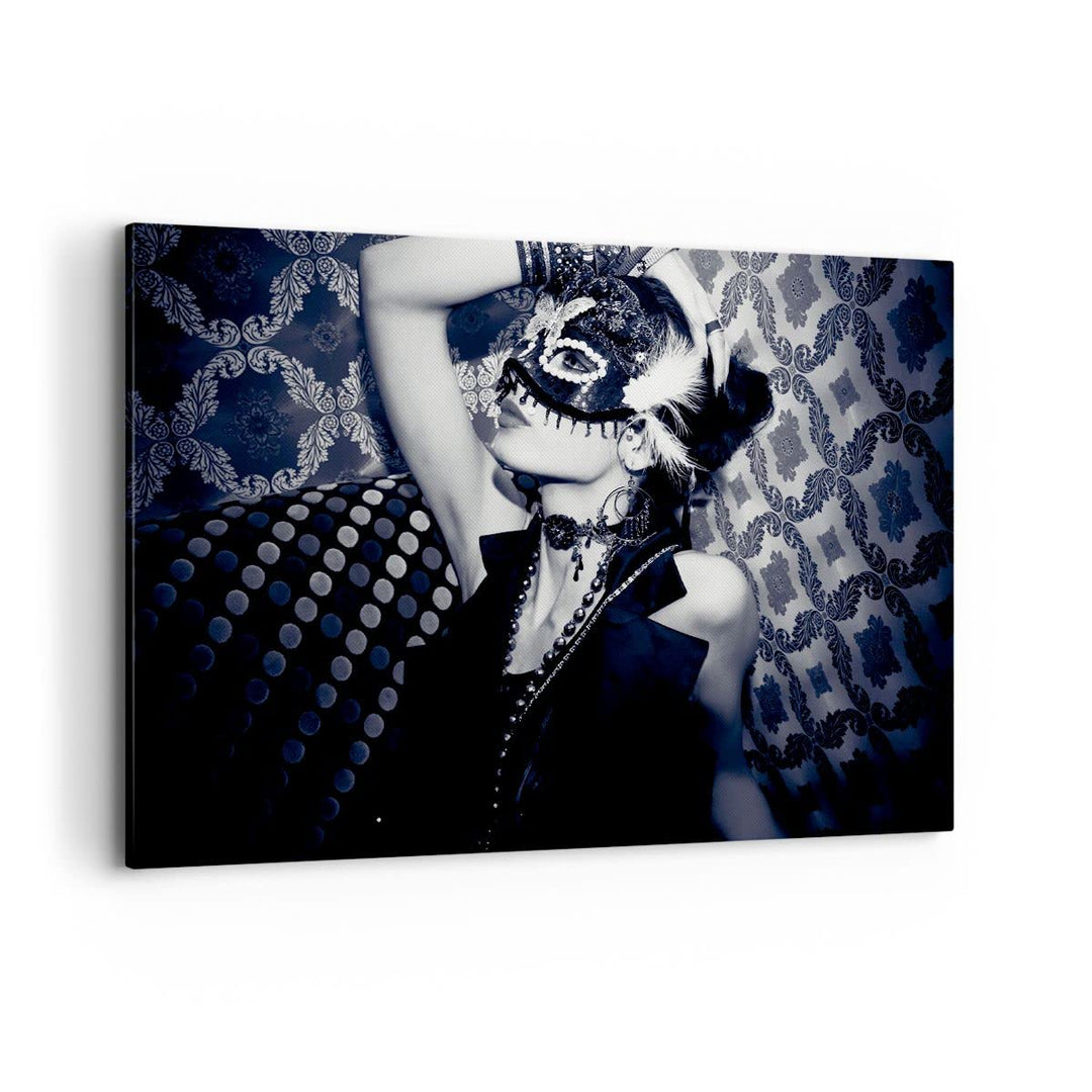 Bilder auf Leinwand 100x70cm Leinwandbild Frau Karneval Maske Mode Gross Wanddeko Bild Schlafzimmer
